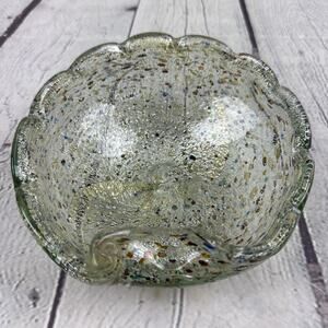 Vintage Murano Possibly Fratelli Toso Glass Shell Bowl / Dish Multi-Color Dec.